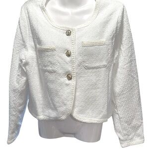 NEW Tweed like Lady Jacket w beautiful details summery light weight. Fits like M